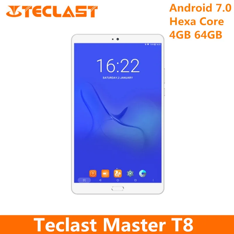 Teclast Master T8 8,4 дюймов планшетный ПК Android 7,0 MTK8176 гекса Core 1,7 ГГц 4 Гб 64 распознавания отпечатков пальцев 13.0MP фронтальная камера