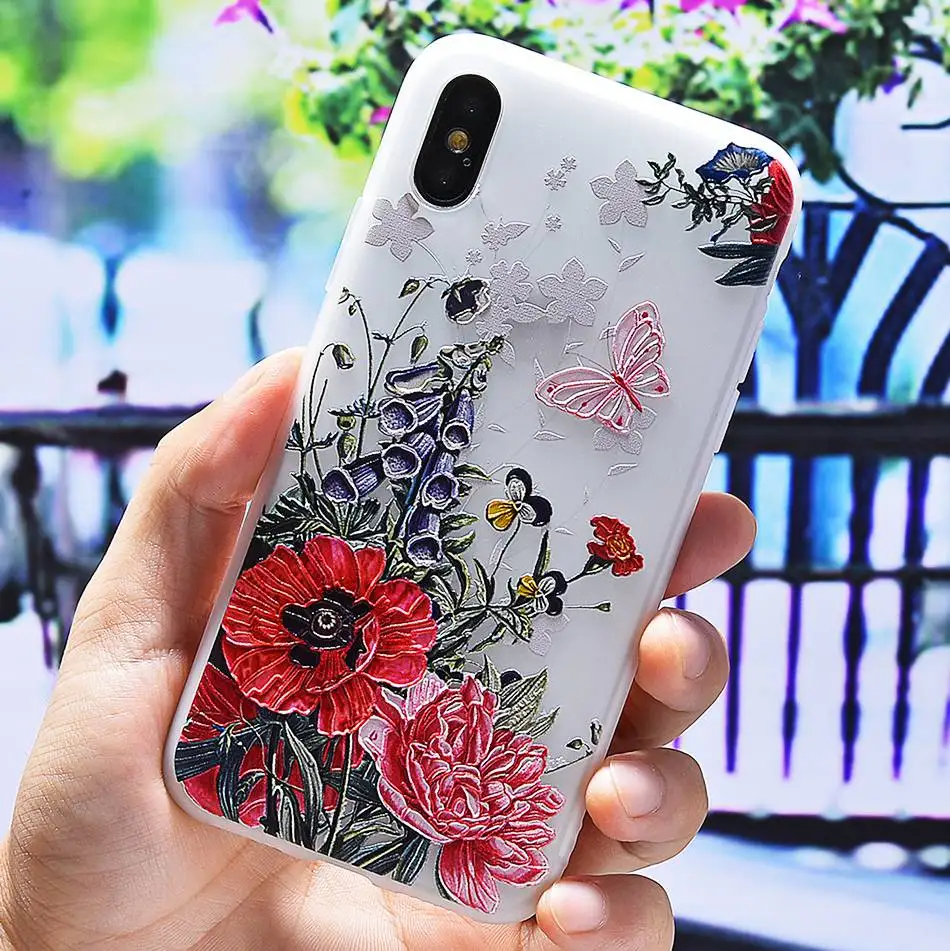 3D Silicone Relief Floral Case For iPhone XS Case For iPhone 2018 XS Plus Soft TPU Flower Matte Case Cover Phone Cases On        (31)