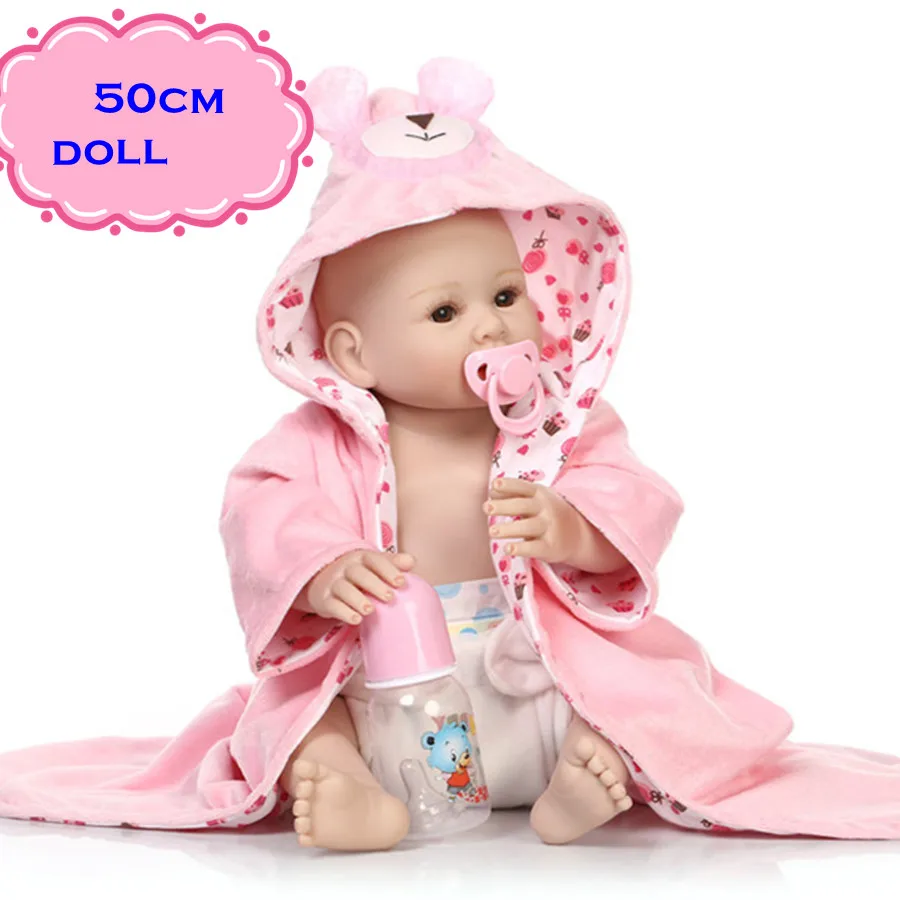 

20inch Kids Favorate Toy NPK Full Silicone Vinyl Baby Dolls In Pink Nightgown Lifelike Reborn Dolls Babies Brinquedos For Sale