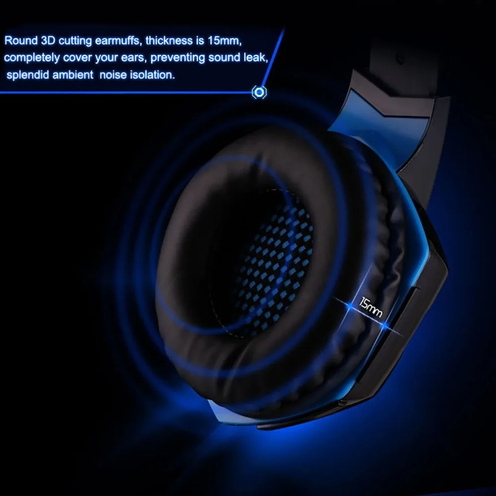 KOTION EACH Stereo Gaming Headset for Xbox One PS4 PC Surround Sound Over Ear Headphones with Noise Cancelling Mic LED Lights