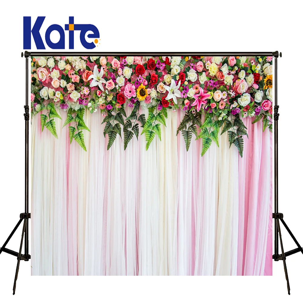 KATE Photography Background 5x7ft Wedding Flower Backdrop Flower Pink