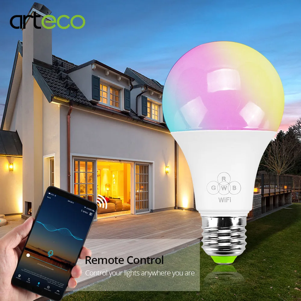 E27 Smart WIFI Bulb RGBW CCT Dimmable LED Bulb Light Bulb Work with Alexa Google Home,APP