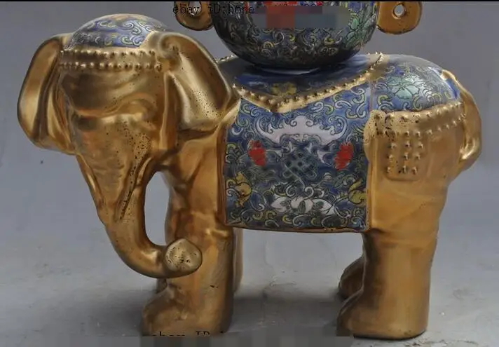 Марка Китай фарфор WUCAI fengshui животное Благоприятный Слон летучая мышь Тыква Статуя