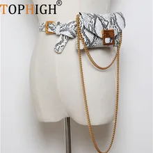 TOPHIGH Змеиный узор Модные женские поясные сумки маленькие поясные сумки Коробка золотые металлические винтажные женские кошельки дамские нагрудные сумки