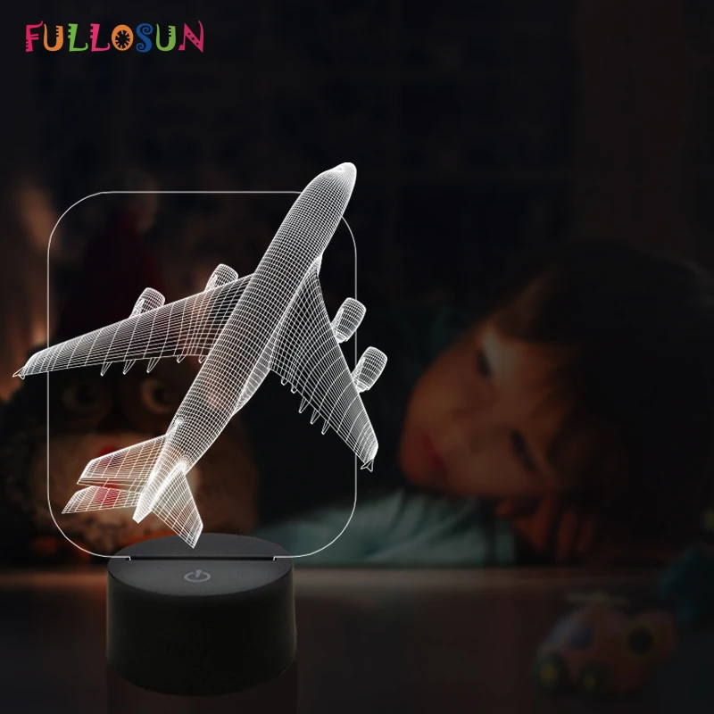 

3D Lamps LED Nightlights Aircraft Model Lamp Night LED 7 Color USB Lamp for Christmas Novelty Lights
