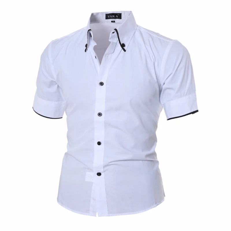 

2018 New Brand Mens Formal Business Shirts Casual Slim Short sleeve Dresse Shirts Camisa Masculina Casual Shirts Asian Size XXL