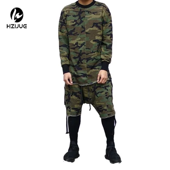 

HZIJUE Long sleeve quality fashion men top tee tshirt t-shirt t shirt camo camouflage hip hop swag skate brand-clothing tyga