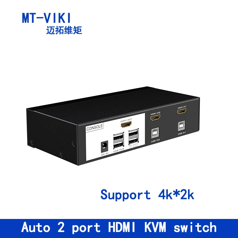 Mt-Viki 2 Переключатель порта HDMI KVM переключатель с аудио Авто горячий ключ Switcher USB мышь и клавиатура ПК Host селектор MT-0201HK