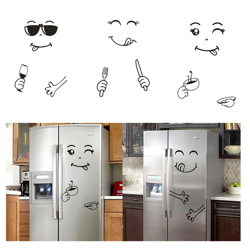 

Kitchen Wall Stickers Waterproof And Oilproof Refrigerator Stickers DIY Self-adhesive Cute Art Wallpaper Cartoon Home Decoration