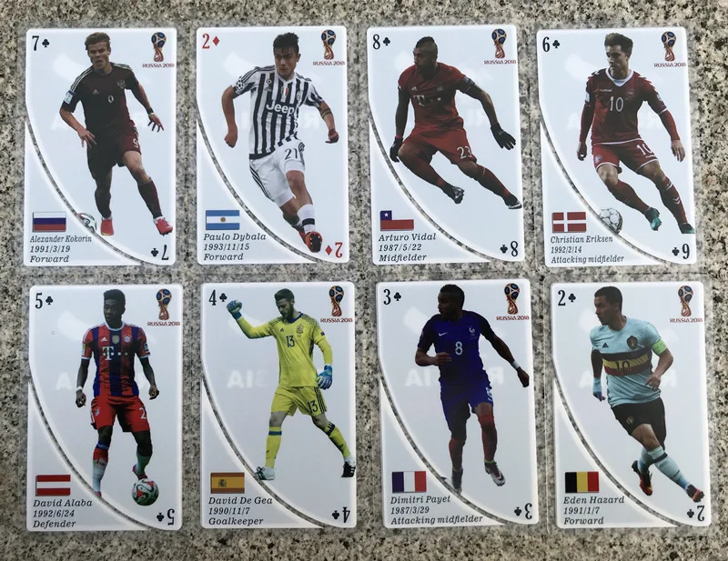 2018 Russia World Cup 56 cards/set Commemorative Poker PVC plastic waterproof star playing cards World Cup Commemorative poker 