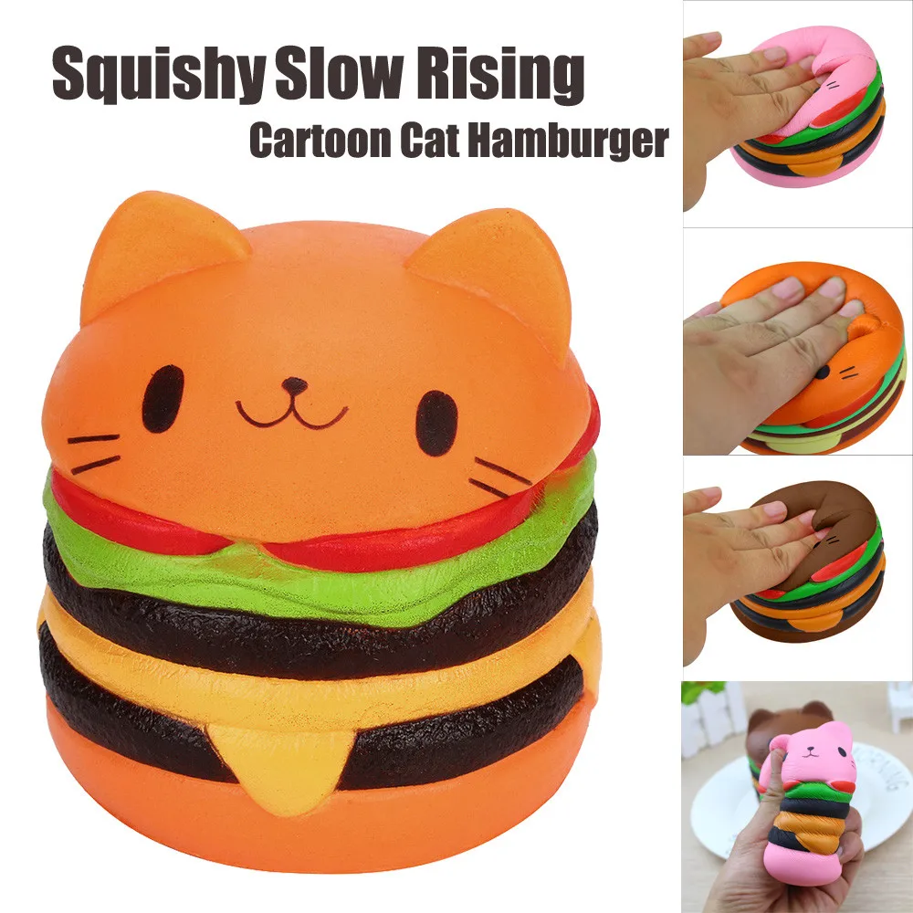 Squishy Cat гамбургер Еда Squishys торт снятие стресса слизь игрушки Ароматические Squeeze замедлить рост забавная игрушка снять стресс вылечить подарок