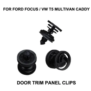 

x10pcs FOR FORD FOCUS / VW T5 MULTIVAN CADDY DOOR TRIM PANEL CLIPS X10 BLACK NEW REPAIR SET
