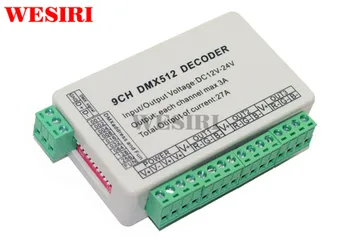 

9 Channel DMX512 Decoder Dimmer Driver 9CH RGB DMX Controller DC5V-24V for RGB LED Strip Light Tape Lamp Module