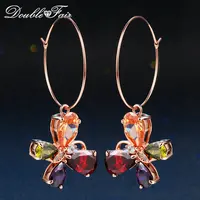 DFE208 Роскошные Висячие серьги-бабочки с кристаллами/Висячие серьги цвета розового золота, модный бренд, бант, стразы, ювелирные изделия для женщин, brincos - изображение