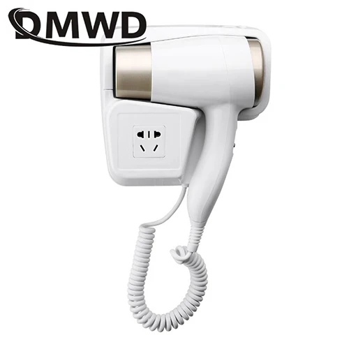 DMWD фен для волос с горячим/холодным ветром, электрические Фены с настенным креплением для ванной комнаты отеля, сушилки для кожи, подвесные настенные воздуходувки со столешницей - Цвет: gold with socket