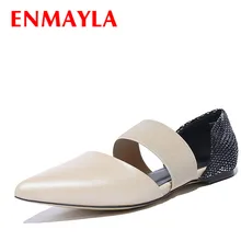 ENMAYLA/женская повседневная обувь на плоской подошве без застежки из мягкой кожи; сезон весна-осень женские разноцветные туфли на плоской подошве с острым носком; 2 цвета