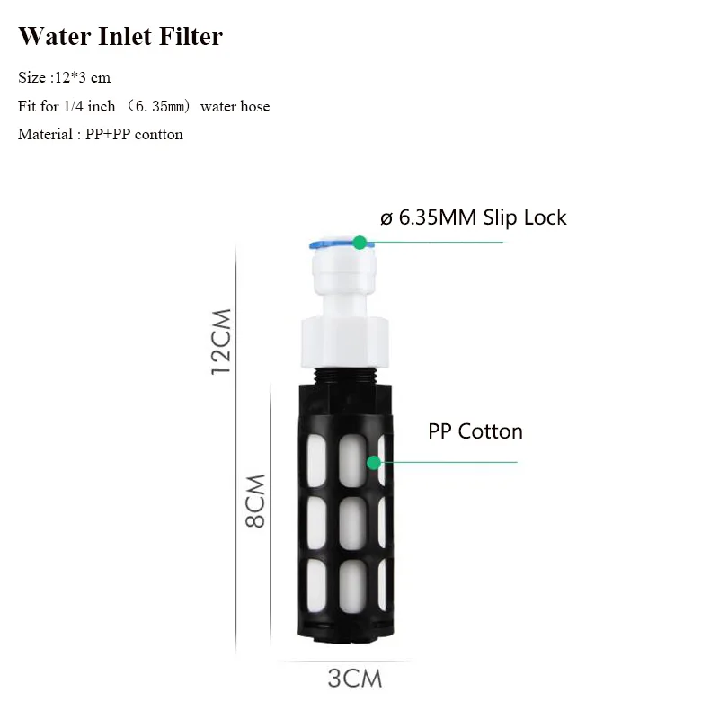 

L297 Self-suction head slip lock 1/4inch connector auto water absorption water inlet inline filter for misting system