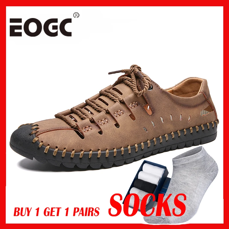 shoes Men Plus Size 48 Comfortable Men Loafers Quality Leather Casual Shoes 2019 Breathable Holes Men Flats Moccasins Shoes male