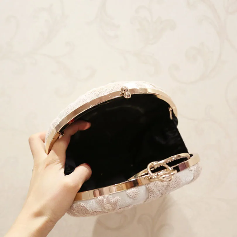 Women Embroider Floral Decoration Evening Bag Ladies Flower Wedding Circular Lace Clutches Female Pink Black Clutch Purse Women Embroider Floral Decoration Evening Bag Ladies Flower Wedding Circular Lace Clutches Female Pink Black Clutch Purse
