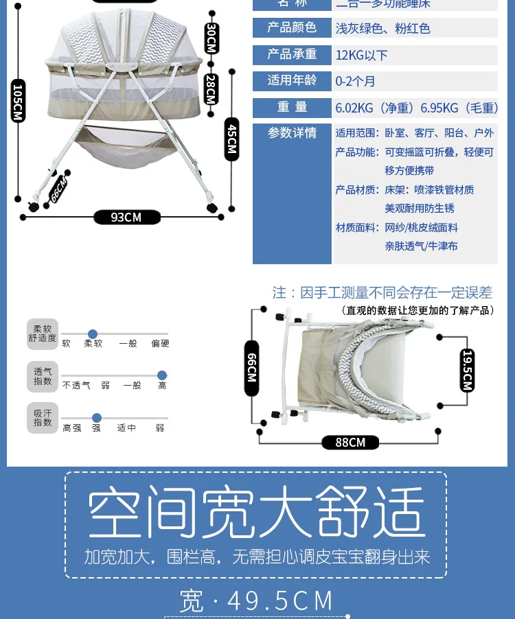 Портативная Складная Колыбель для кроватки, для новорожденных, для кроватки, для сна, корзина два в одном, многофункциональная Колыбель