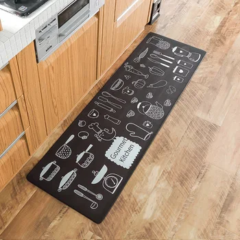 

Modern Kitchen Mat PU Leather Anti-slip Area Rugs Living Room Balcony Bathroom Carpet Set Doormat Bath Mats Bedroom Tapete
