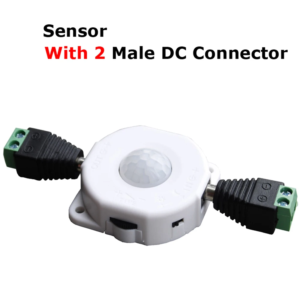 White and Connectors Светильник с датчиком движения 12 в датчик движения 5 в 12 В PIR датчик 24 В 5A Автоматический Инфракрасный таймер детектор фотопереключатель - Цвет: White and Connectors