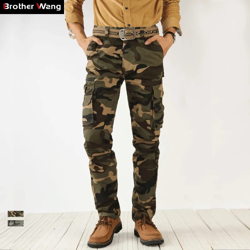 

2019 Autumn New Camouflage Cargo Pants Men High Quality Fashion Casual Straight Cotton Brand Tactical Trousers Male