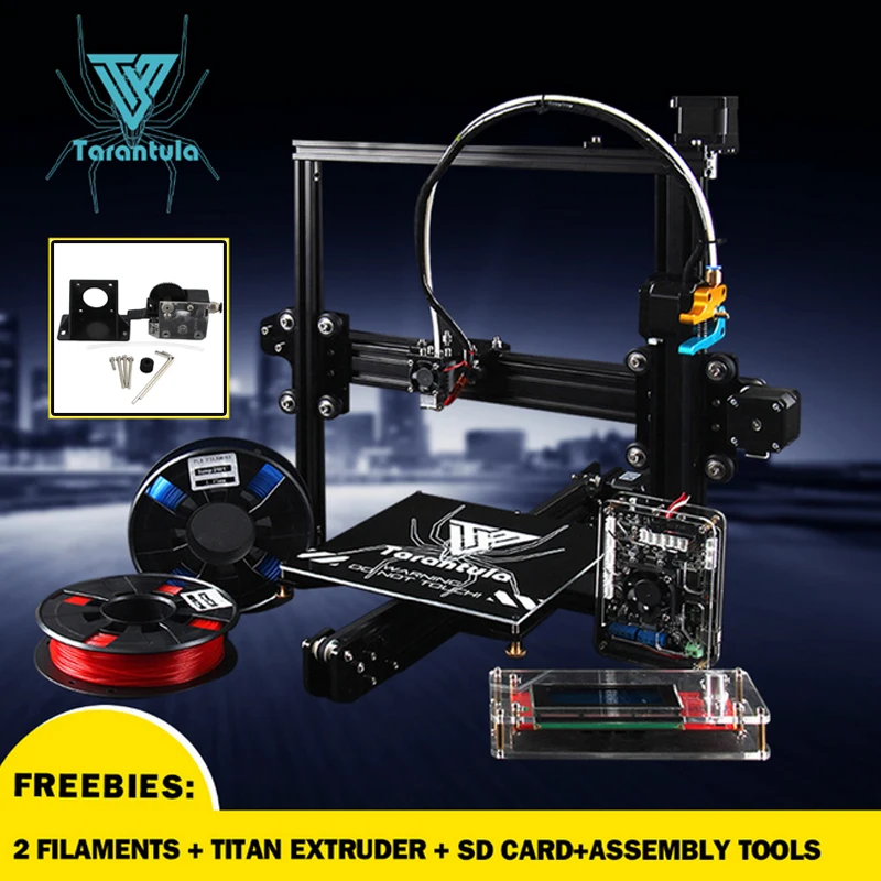 

TITAN Extruder 3D Printer Diy Tevo Tarantula I3 3D printer Single Dual Extruder 3D Printer Kit LCD SD Card & two roll Filament