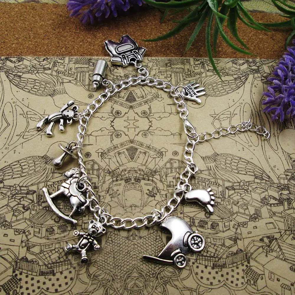 Посеребренная Очаровательная Браслет для мамы, папы, дедушки, тети, браслеты с подвесками