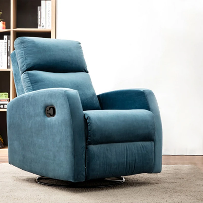 European Style Living Room Chairs Blue Single Rotating Sofa Chairs