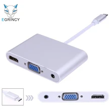New USB C Type C To HDMI VGA 3.5mm Audio Adapter 3 in 1 USB 3.1 USB-C Converter Cable For Laptop Macbook Google Chromebook Pixel