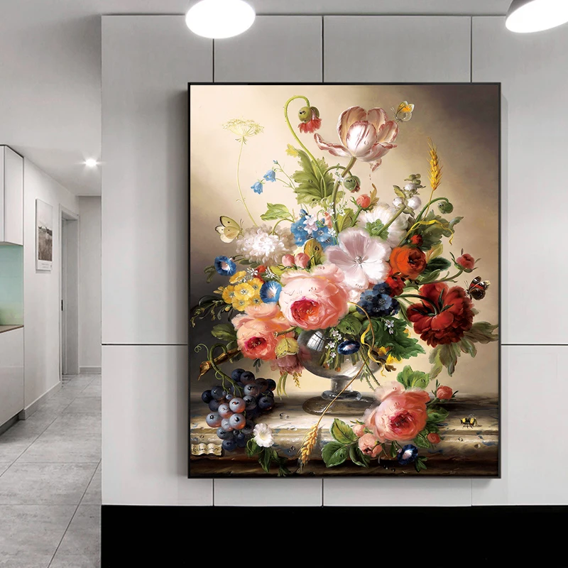 

Needlework DIY Cross stitch For Full Embroidery kit Wine glass rose flowers painting on canvas cross-stitch sets Wall Home Decor