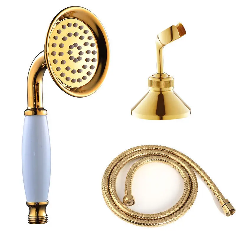 Gold Brass+Ceramic Hand Held Shower Head Bathroom shower set & Holder&1