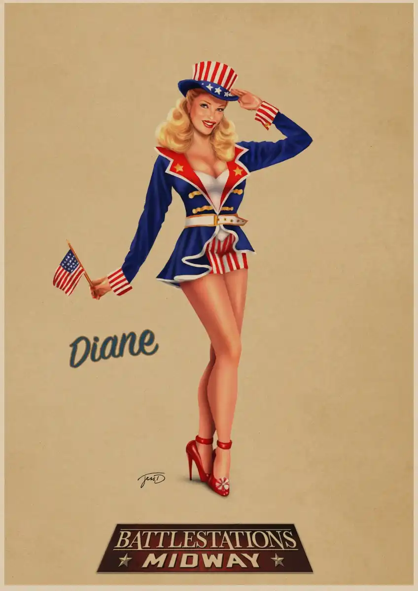 Retro Poster World War Ii Sexy Pin Up Girl Poster Military Bar Retro Poster World War Ii Sexy Pin Up Girl Poster Military Bar