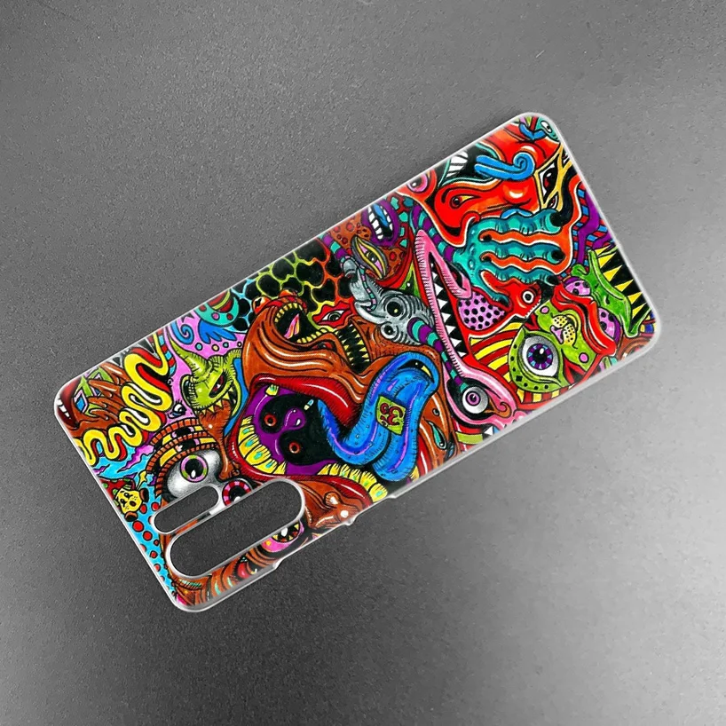 Neon Psychedelic Case for Huawei P20 P Smart Z Plus P30 P10 P9 P8 Mate 10 20 lite Pro Hard PC Luxury Phone Cover Coque