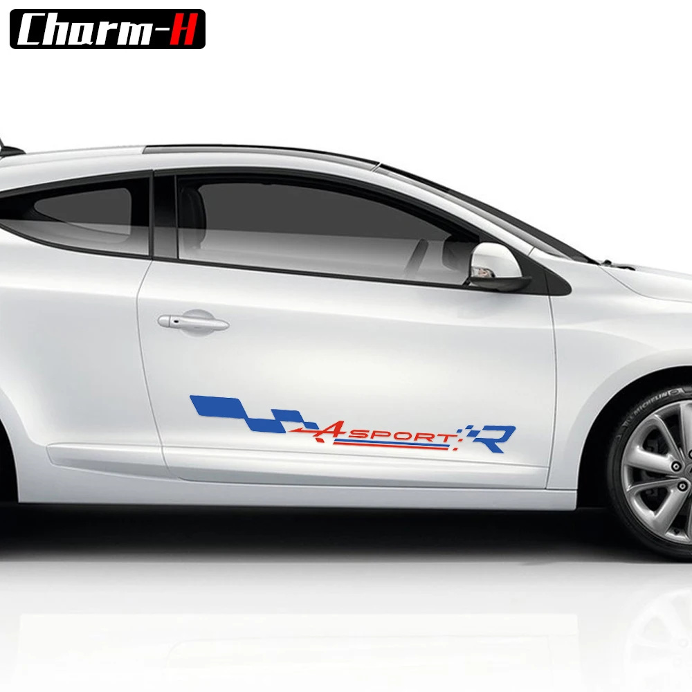 1piece Reflective Door Side Vinyl Decal Stickers Sport R Graphics for Renault Duster Megane Captur Clio Laguna Scenic Twingo