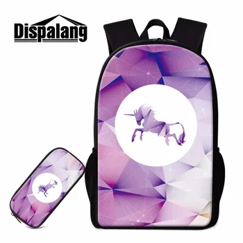 

Dispalang Fantastic Beasts College Backpack 2PCS/SET Suit Bookbag And Pencil Bag Cartoon Kids School Bag Mochila Unicorn Bag