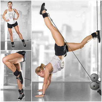 

2PCS Ankle Strap Thigh Adjustable Cable Attachment Fitness Sports Gym Cuff Wrist Belt Double D Ring Leg Pulley Weight Lifting