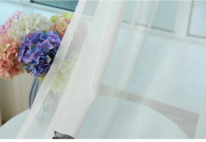 Современный простой белый/синий вышитый крестом хлопок лен шторы тюль ткань s для гостиной жалюзи AP342-20