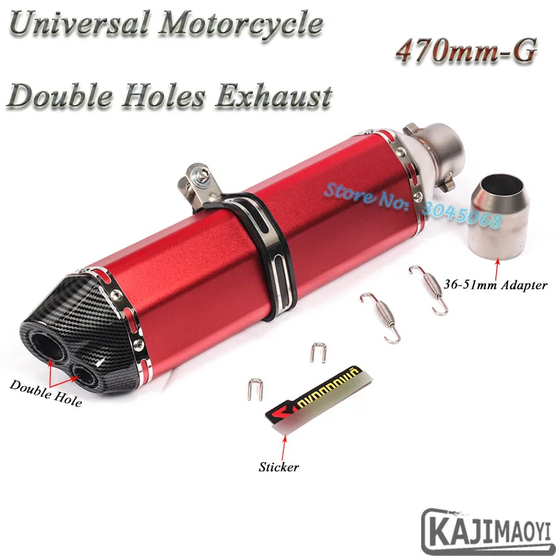 470 мм 370 мм 310 мм мотоциклетные выхлопные 2 отверстия Escape универсальный модифицированный глушитель для Ninjia 300 TMAX 530 PCX150 ATV KTM 390 CB400 - Цвет: 470mm-G