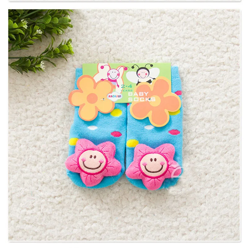 Носки унисекс для малышей носки для мальчиков и девочек детские толстые хлопковые носки с объемными рисунками животных и цветов для детей на осень и зиму - Цвет: Rose Flower