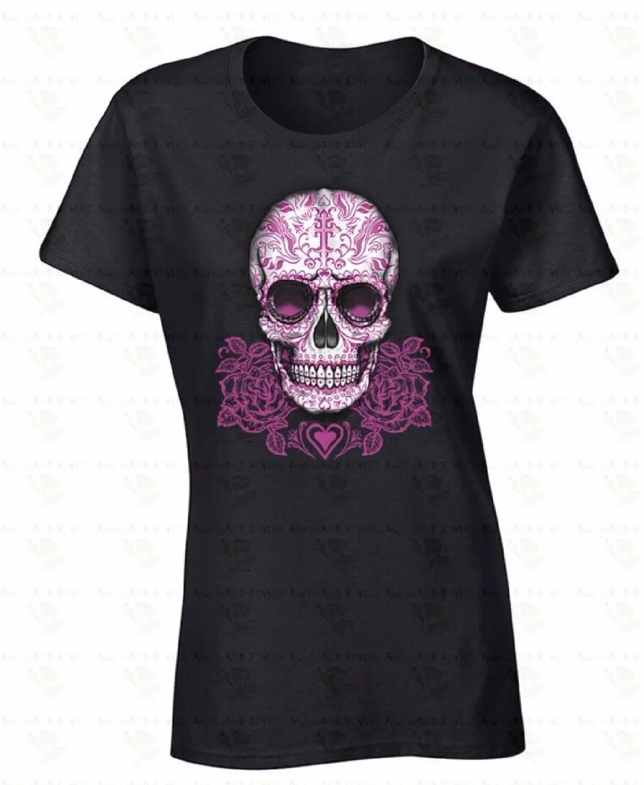 

Roses Sugar Skull WOMEN T-SHIRT Dia De Los Muertos Day of Dead Ladies Shirt Design T Shirt Novelty Tops Tee Game Shirt