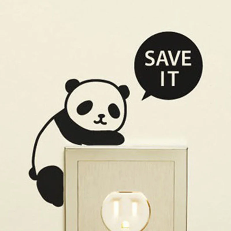 

Personality Creative Funny Panda IT SAVE Switch Posted Vinyl Wall Stickers 3WS0006