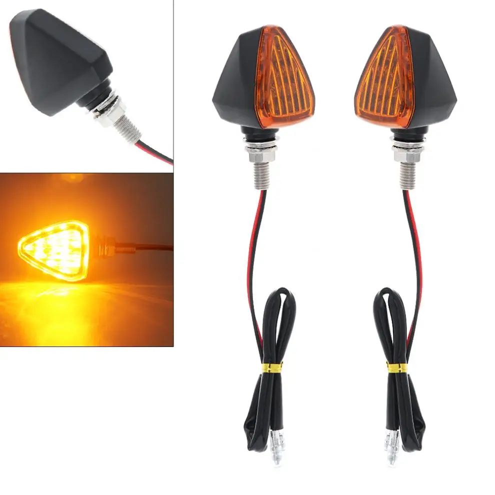 2pcs 12V 3000K ABS Universal Motorcycle Triangle Amber Yellow Flash Directional Signal Turn Light |