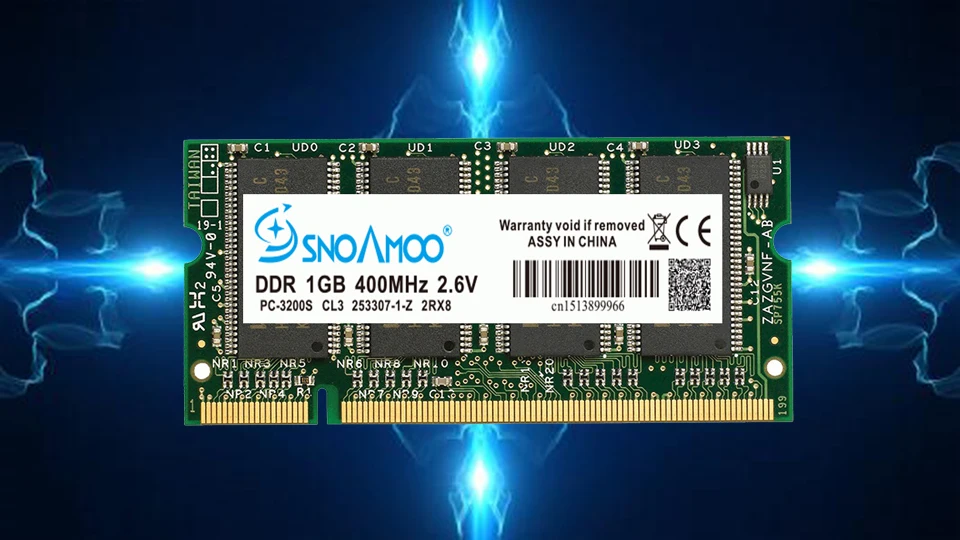 Оперативная память для ноутбука SNOAMOO SO-DIMM DDR1 DDR 400 333 МГц/PC-3200 PC-2700 200 Контактов 1024 МБ 1 ГБ для памяти Sodimm