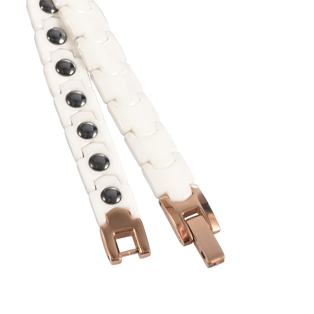 Wollet Jewelry Korea Design 99.999% Germanium Hematite Bracelet Bangle Magnetic White Ceramic For Women Men Couple Bracelet