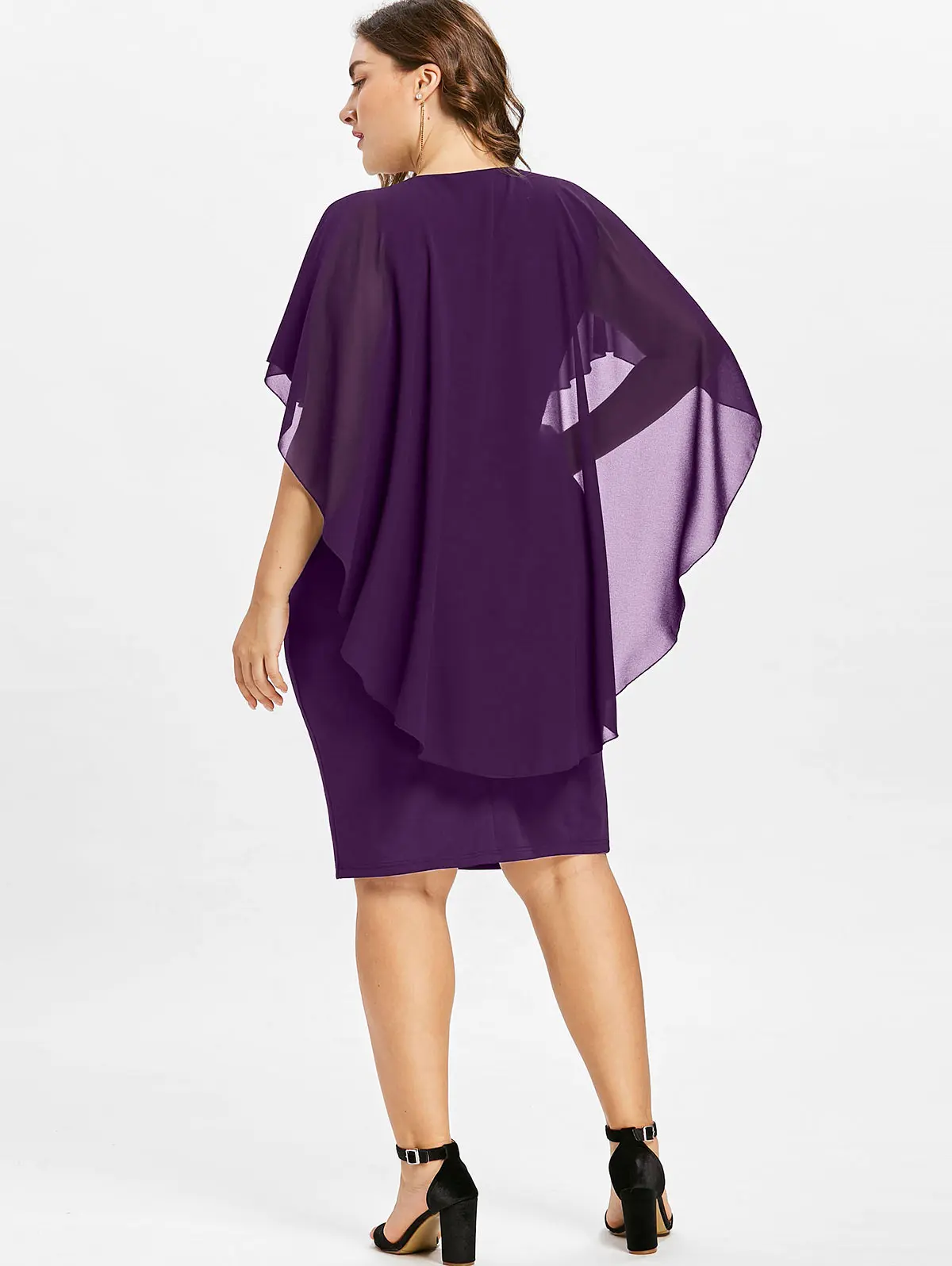 Robe mixte soirée et quotidien grande taille du L au 5 XL violet de dos