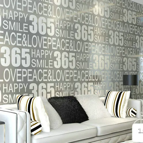 

Modern 3d flocking embossed 365 letter digital grey wallpaper TV SOFA background 3d wall wallpaper papel de parede 3d wall paper