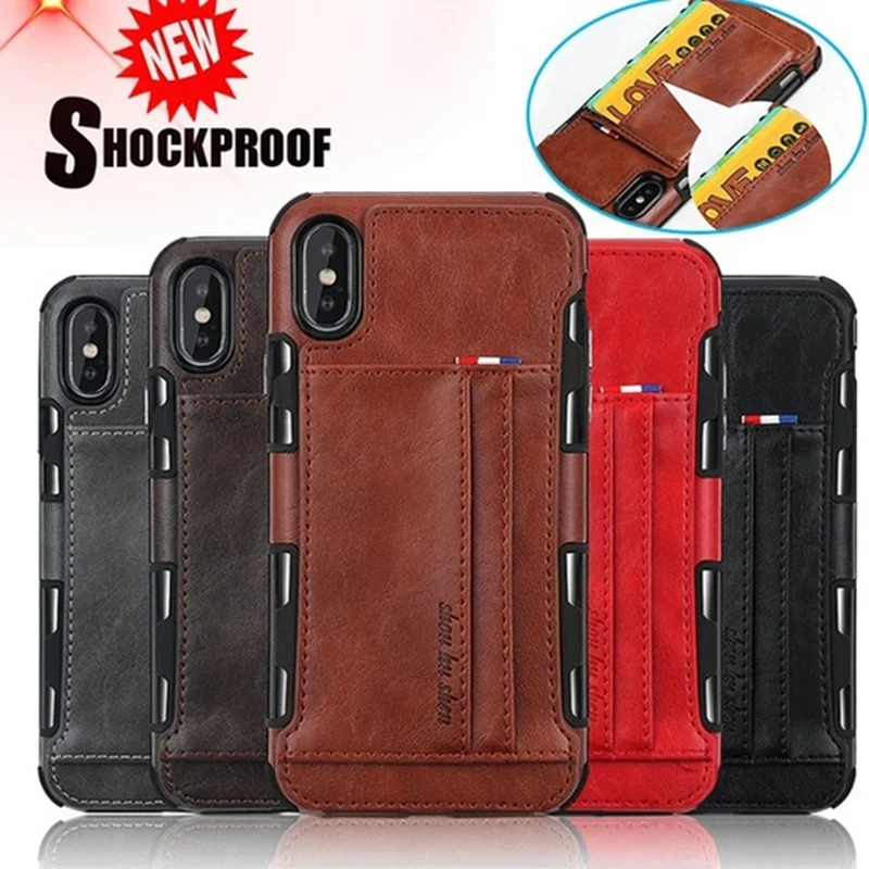 Чехол-Кошелек из искусственной кожи в стиле ретро для iphone 7 8 plus XS Max XR держатель