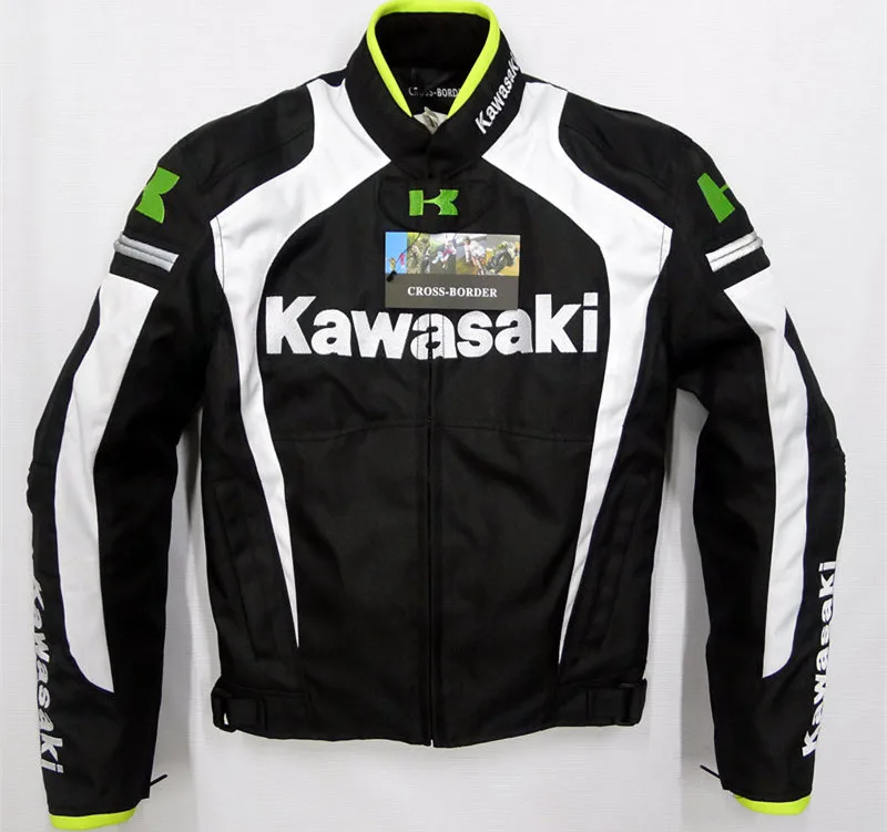 Мотоциклетная куртка для KAWASAKI Racing Team мотоцикл горный велосипед езда с протектором - Цвет: White Black